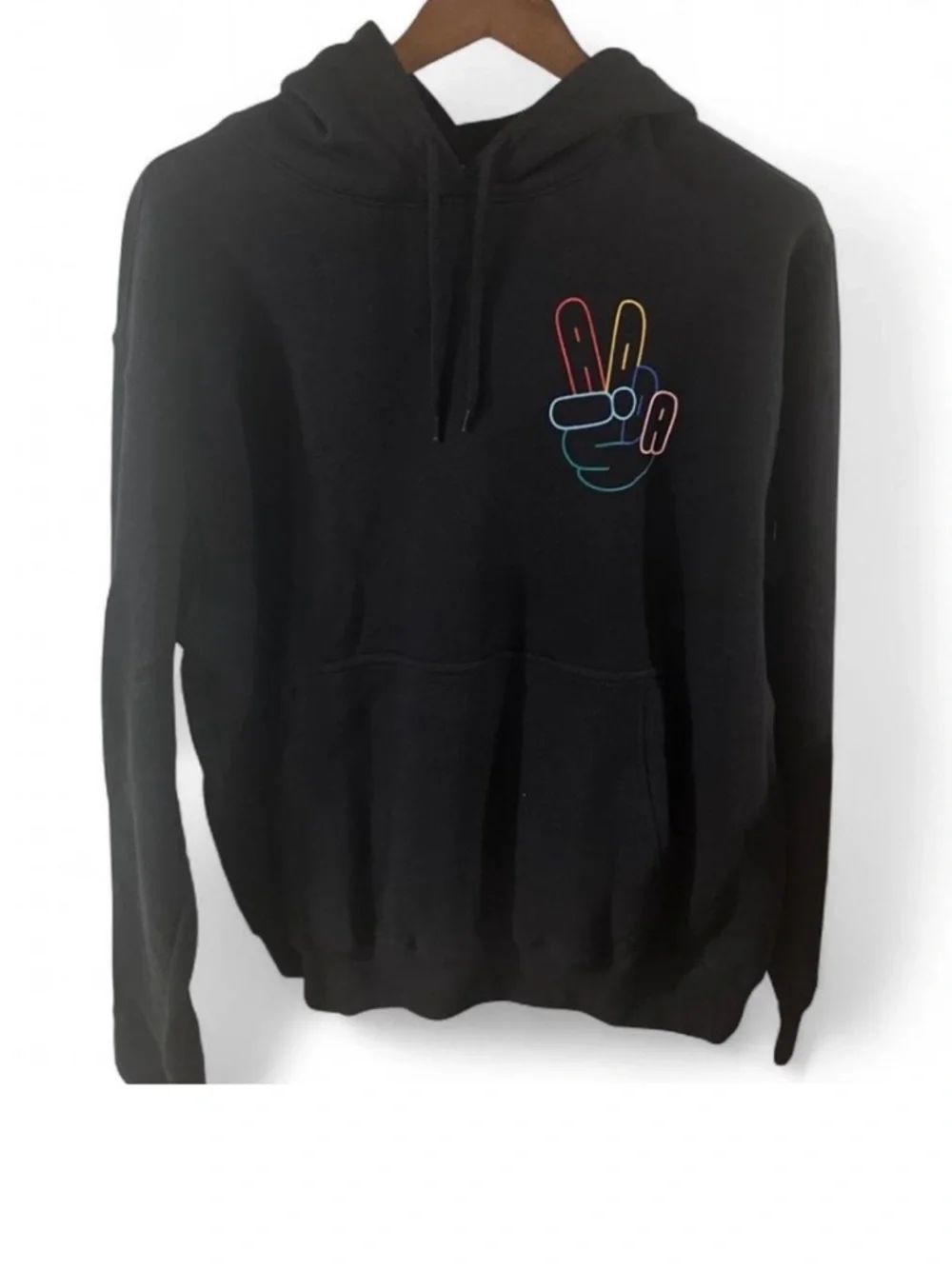 adidas Peace Sign Black Hoodie Sweatshirt Size Men’s Large (NWT)